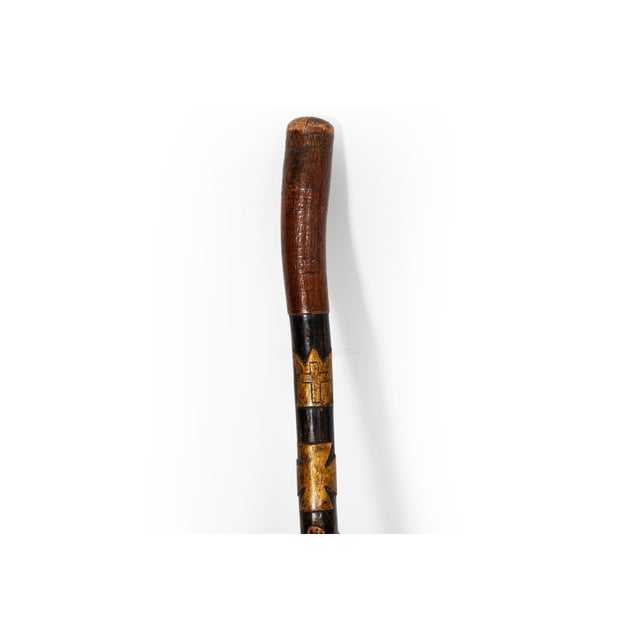 Wood American Carved Folk Art Masonic Walking Stick Cane For Sale - Image 7 of 12