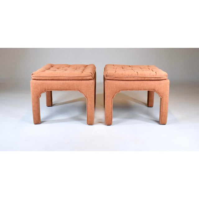Wood Pair of 1970's Billy Baldwin Style Parsons Ottomans For Sale - Image 7 of 7