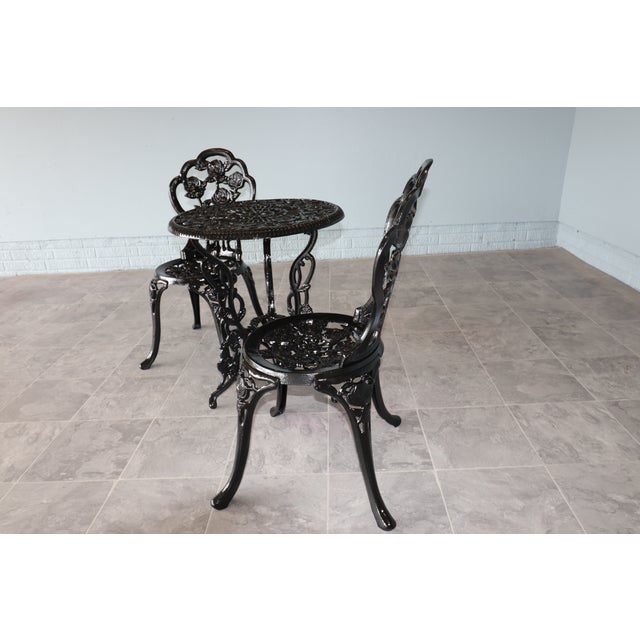 Metal American Cast Iron Rose Garden Bistro Set, Mid-20th Century For Sale - Image 7 of 16