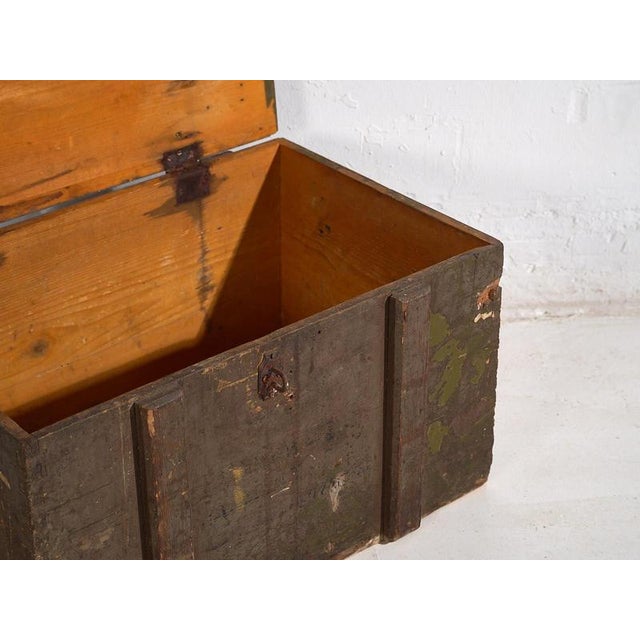 Small Antique Olive Green Chest, 1920s For Sale - Image 7 of 14