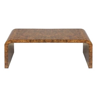 Matthew Izzo Home Newbury Dark Burlwood Waterfall Edge Coffee Table For Sale