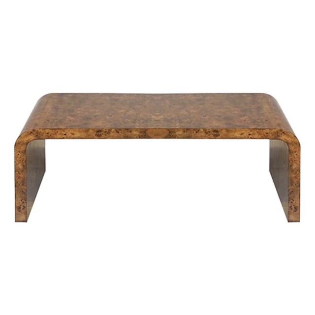 Matthew Izzo Home Newbury Dark Burlwood Waterfall Edge Coffee Table For Sale