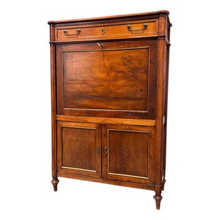 19th Century French Walnut Secrétaire Abattant For Sale