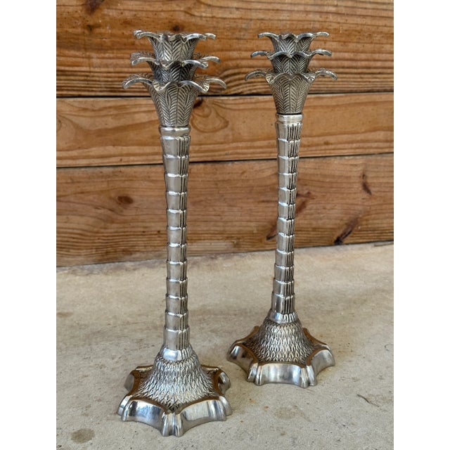 Pair of John Richard Silver Palm Tree Candlesticks Hollywood Regency For Sale - Image 13 of 13