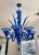 1980s Blue Murano Style Glass Chandelier With 8 Leaves and 8 Lighted Arms, Hand Blown in Murano Italy For Sale - Image 11 of 11