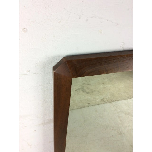 Mid Century Modern Wall Mirror With Angular Walnut Frame For Sale - Image 11 of 12