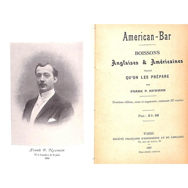 American "American-Bar Recettes Des Boissons Anglaises Et Americaines" 1907 Newman, Frank L. For Sale - Image 3 of 9