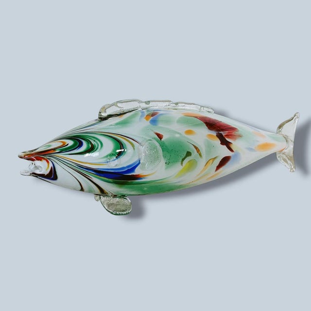 Large Mid-Century Modern Murano Hand-Blown Art Glass Fish Sculpture For Sale - Image 5 of 9