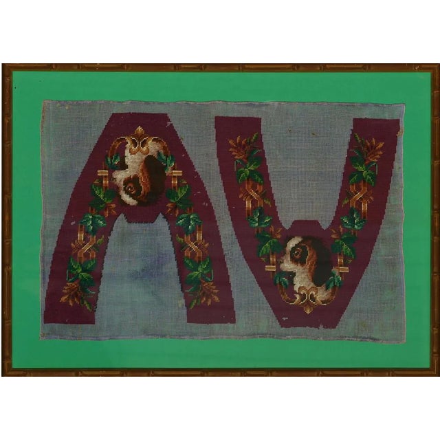 "Victorian KIng Charles Spaniel Needlepoint Slipper Last Screen" For Sale