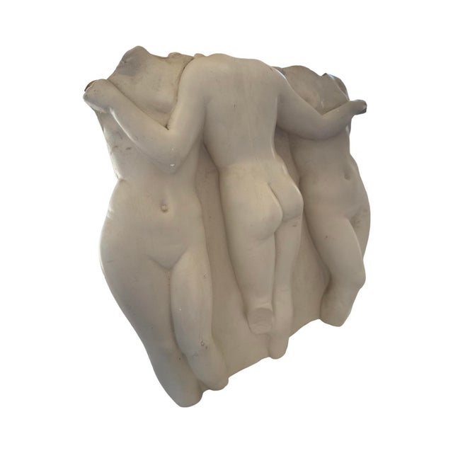 Vintage Italian THE THREE GRACES.-Plaster Souvenir of Grand Tour Relief, Roman, neo-attic style, after a Greek The...