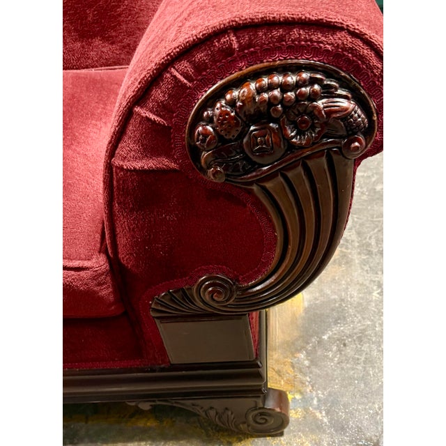 Traditional Red Vintage Federal Style Eagle Sofa For Sale - Image 3 of 10