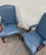 Wood Vintage Chippendale Style Blue Leather and Nailhead Executive Armchairs - Pair For Sale - Image 7 of 11