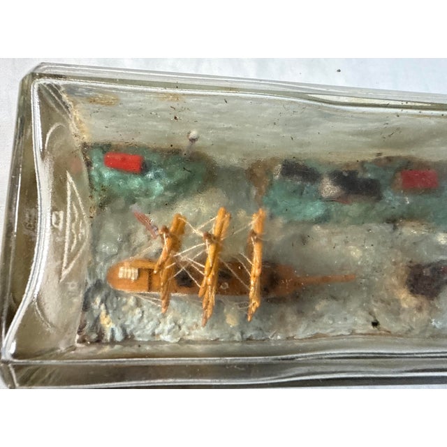 Rare Antique 19th Century Handmade Folk Art Sailboat Ship in Bottle Sculpture For Sale - Image 17 of 17