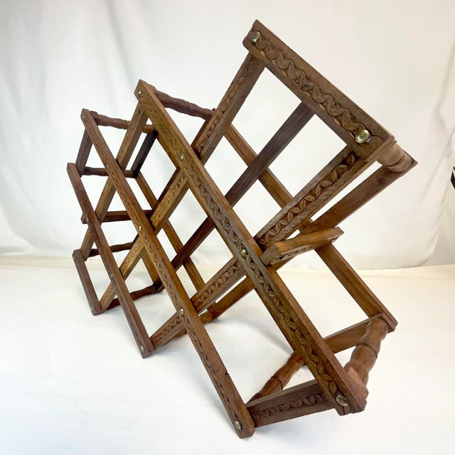 1970s Vintage Boho Chic Arts & Crafts Wood Wine Rack - 10 Bottle. For Sale - Image 4 of 11