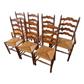 Vintage Tell City Chair Company Rush-Seat Dining Chairs Set of 7 For Sale