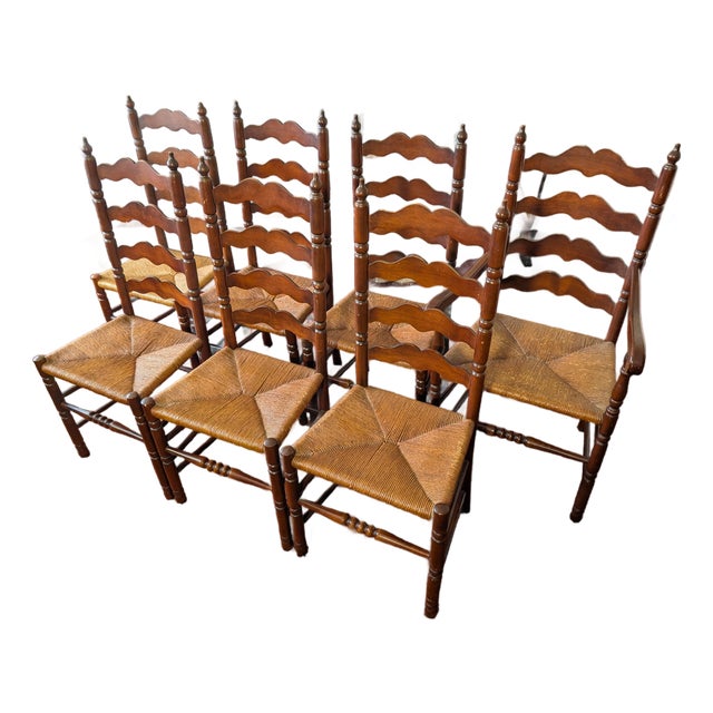 Vintage Tell City Chair Company Rush-Seat Dining Chairs Set of 7 For Sale