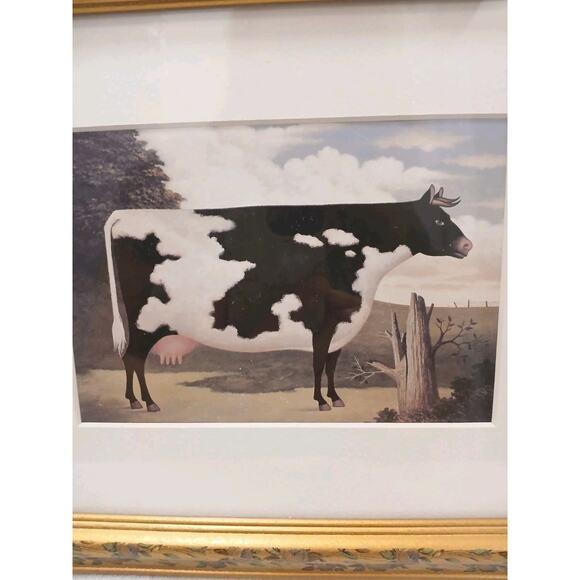 American Charles Wysocki Cow Vintage Reproduction Framed Art Print Americana Farm Cottagecore For Sale - Image 3 of 8