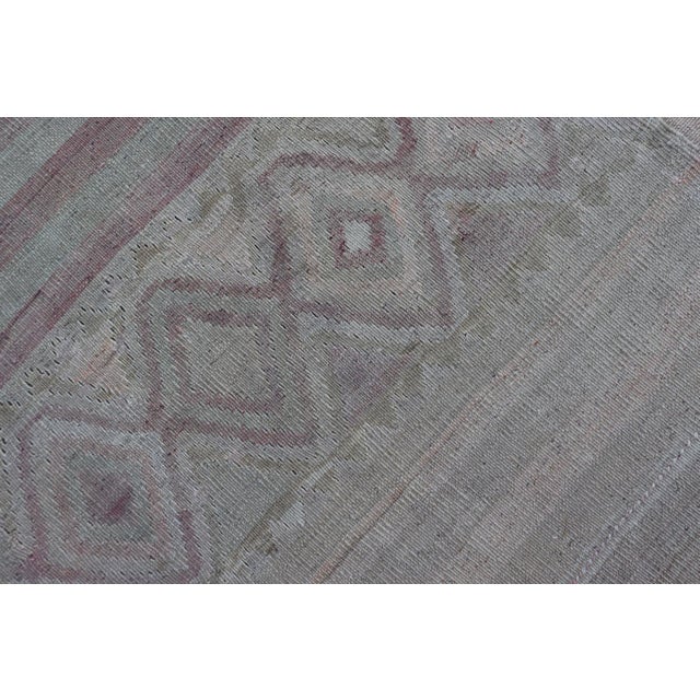 Vintage Turkish Gallery Kilim Runner With Creams, Soft Coral and Light Brown For Sale - Image 11 of 11
