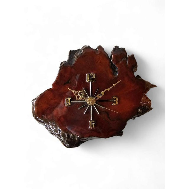 Dark Stained Resin-Coated Wood Tree Slab Clock from Macy's, 1980s For Sale - Image 9 of 15