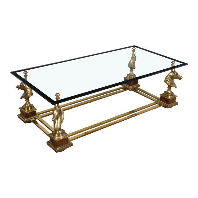 Brass "Cheval" Horse Head Coffee Table by Maison Charles, France For Sale