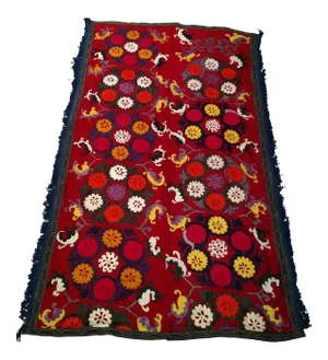 1950s Vintage Silk Suzani- 3' 10" X 6' 2"