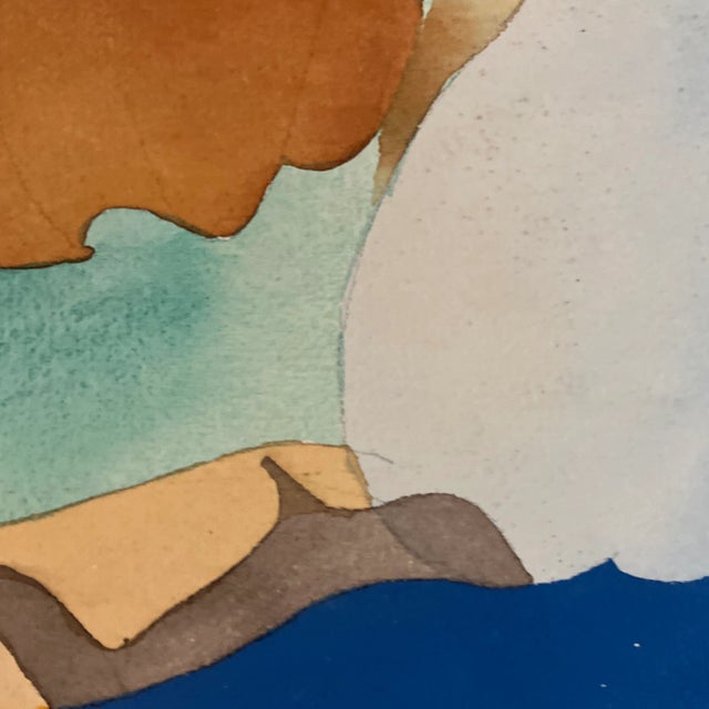 1970’s Vintage Original Organic Abstract Watercolor Painting For Sale - Image 4 of 7