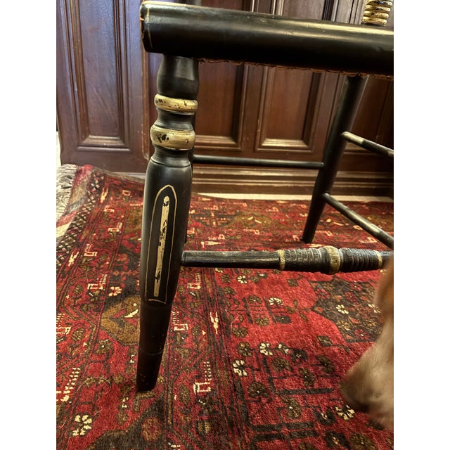 Antique Hitchcock-Style Black & Gold Stenciled Caned Side Chair [Gm] For Sale In Seattle - Image 6 of 7