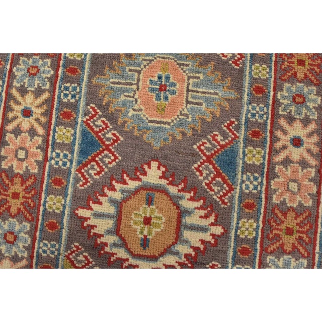 Kazak Runner 2′ X 6′ Purple Wool Tribal Hand-Knotted Oriental Rug For Sale - Image 4 of 10