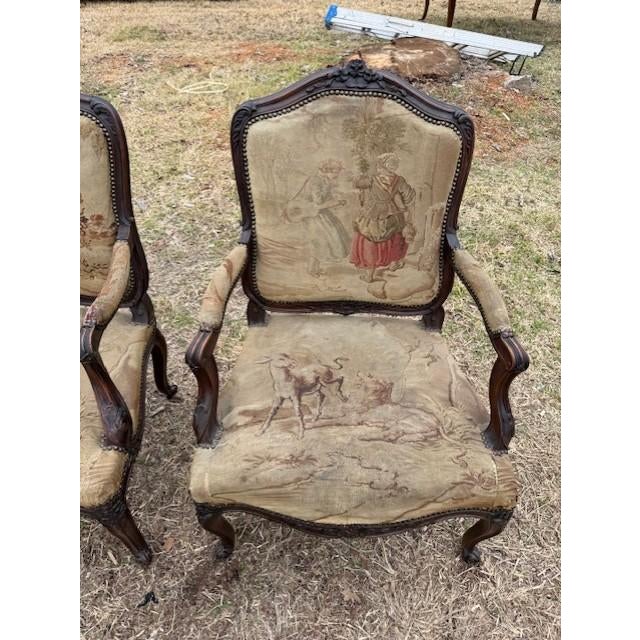 Large 19th Century French Louis XV Solid Walnut Bergere Chair or Armchair- A Pair For Sale - Image 6 of 18