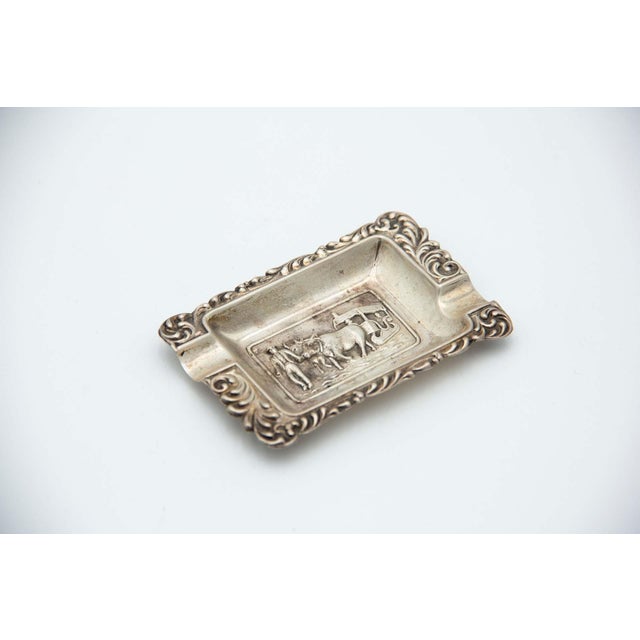 Silver Ashtray with Cigarette Holders and Bucolic Scenes Reliefs For Sale - Image 3 of 3