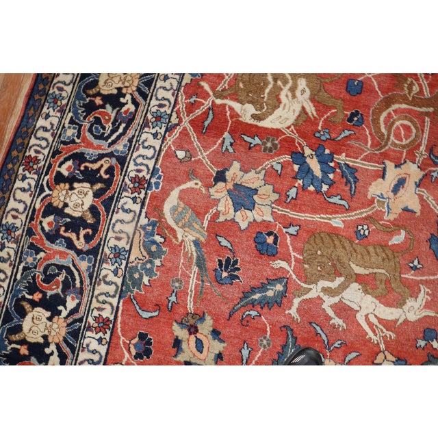 Early 20th Century Persian Tabriz Hunting Animal Pictorial Rug For Sale - Image 9 of 18