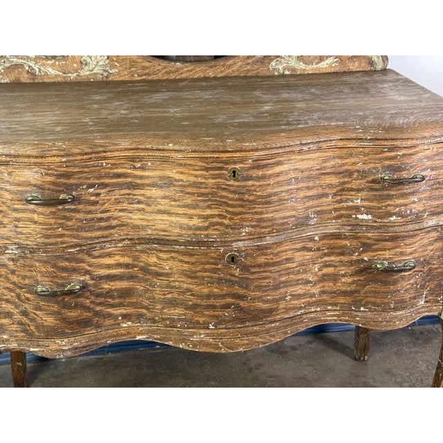 French Provincial Dresser With Mirror in Distressed Rococo Style For Sale - Image 4 of 18