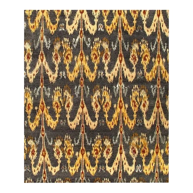 2020s Light Green Ikat Design Rug For Sale