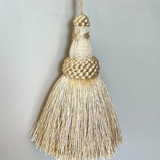 Champagne and Cream Color Key Tassel With Looped Ruche Detail For Sale - Image 13 of 14
