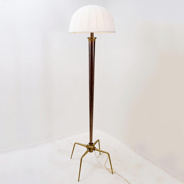 Hollywood Regency Bronzed Metal and Brass Tripod Floor Lamp, 1950s For Sale - Image 17 of 17