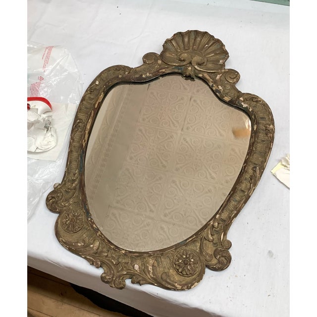 Antique Giltwood Shell Crest Shield Wall Mirror For Sale - Image 12 of 12