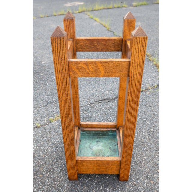 20th Century Arts and Crafts Mission Oak Umbrella or Cane Holder For Sale - Image 4 of 12