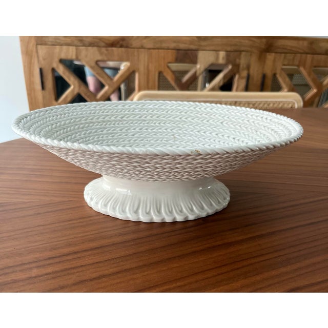 Mid 20th Century Italian Faience Woven Pedestal Bowl For Sale - Image 4 of 10
