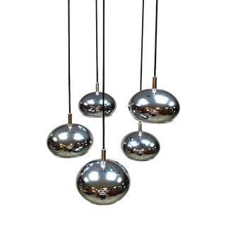 Vintage Chrome Cascade Pendant Lamp in Chrome, 1970s For Sale