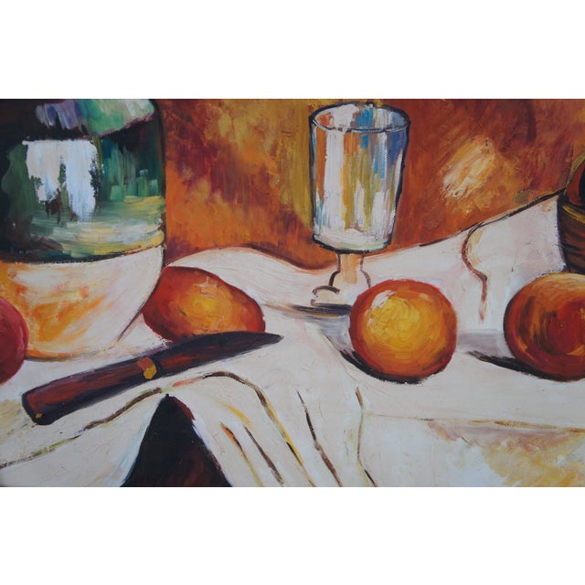 Mid 20th Century Flask Glass Jug Post Impressionist Still Life Oil Painting After Paul Cezanne For Sale - Image 4 of 10