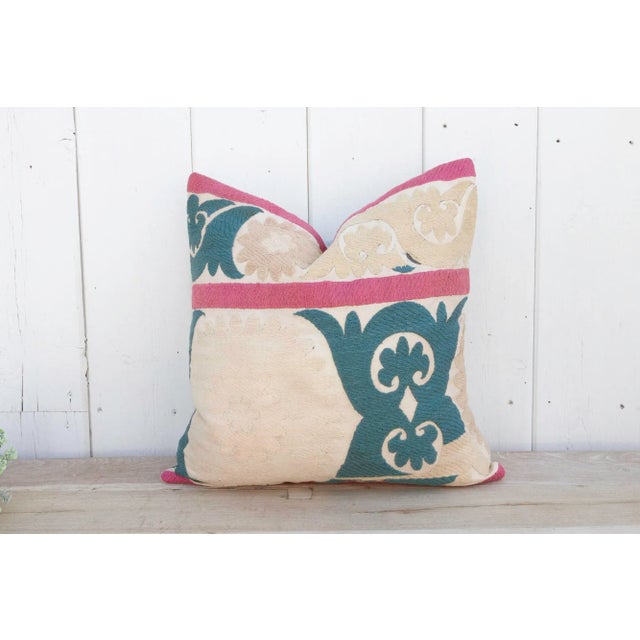 Orchid Vintage Suzani Pillow For Sale - Image 9 of 9