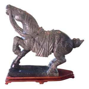 Mid 20th Century Green Stone Horse Sculpture