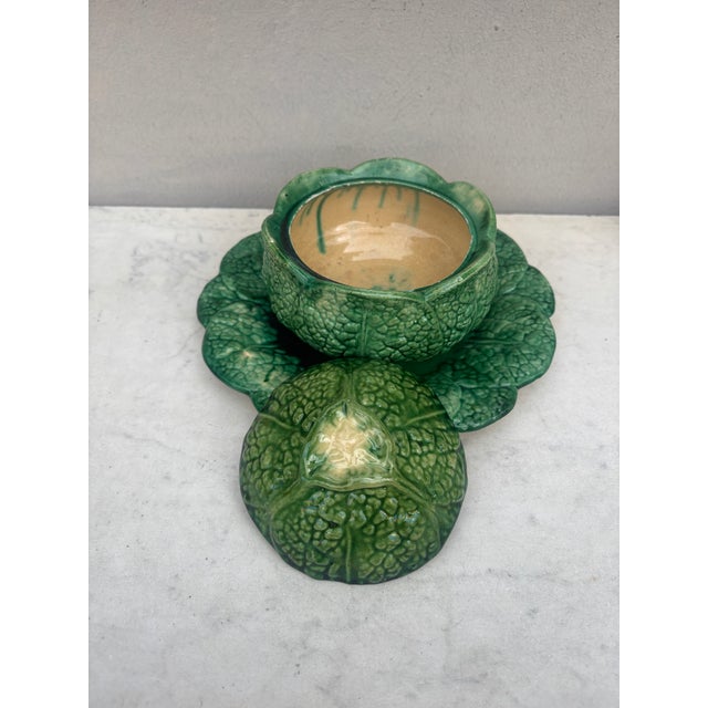 French Country 19th Century French Majolica Cabbage Tureen Saint Honore For Sale - Image 3 of 7