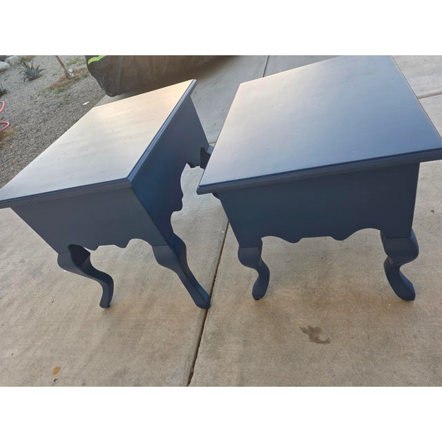 Late 20th Century Late 20th Century Royal Blue Solid Wood Nightstands/End Tables, 2 Pieces For Sale - Image 5 of 5