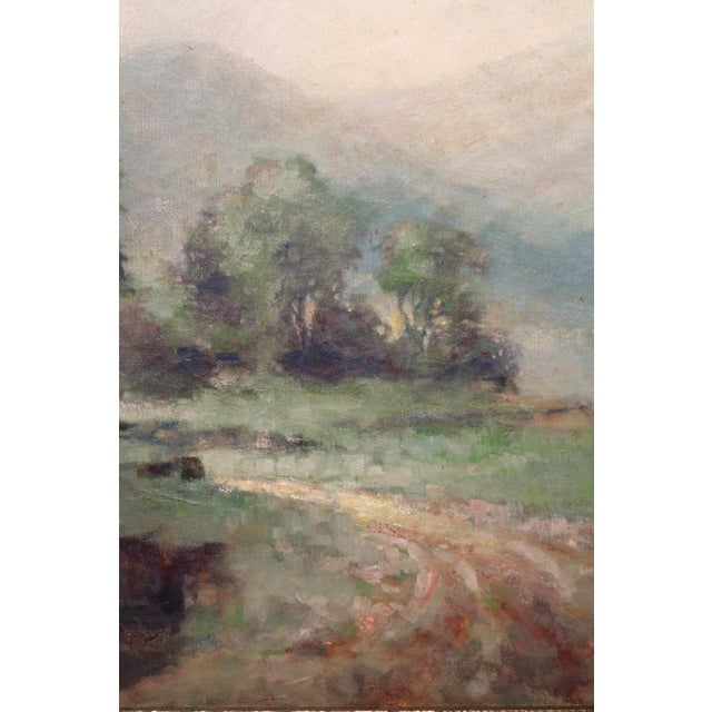 Large Antique Landscape Oil Painting in an Ornate Gold Frame From the 19th Century For Sale - Image 12 of 16