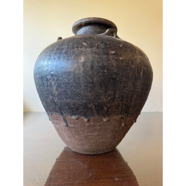 Antique Chinese Brown Martaban 16".5 Ceramic Drip Glazed Storage Jar For Sale - Image 10 of 12
