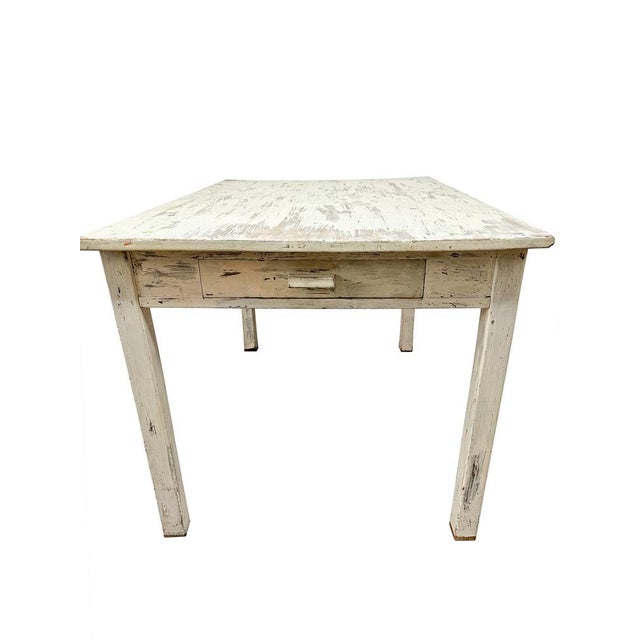 Vintage Distressed Desk in White, 1950s For Sale - Image 4 of 12