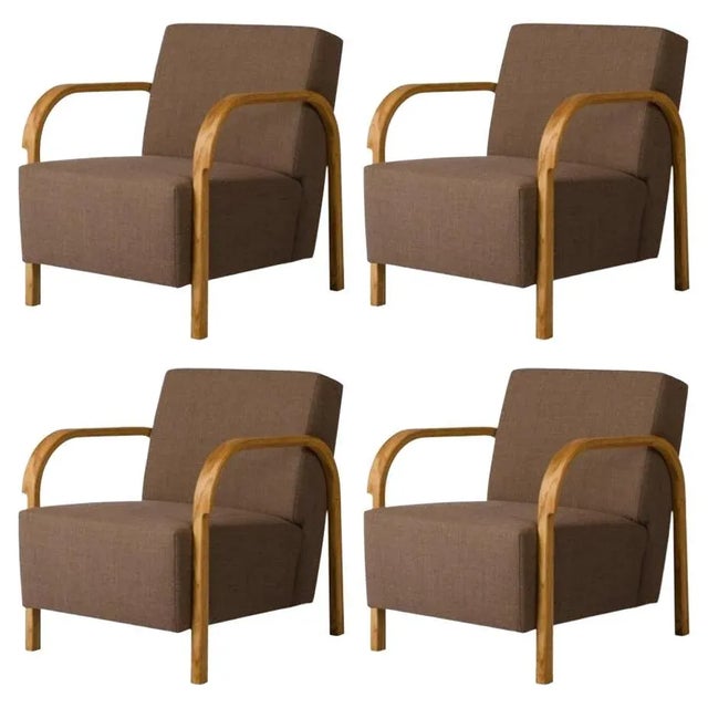 Wood Kvadrat/Hallingdal & Fiord Arch Lounge Chairs by Mazo Design, Set of 4 For Sale - Image 7 of 7