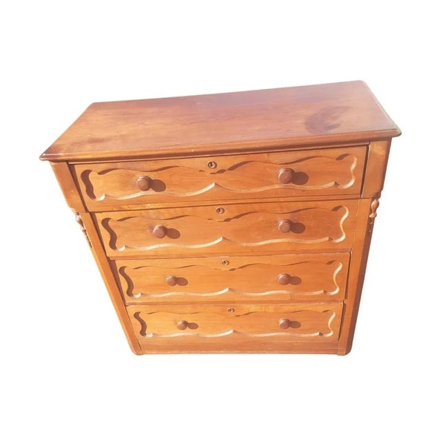 Antique Edwardian Walnut Chest of Drawers on Wheels For Sale In Washington DC - Image 6 of 10
