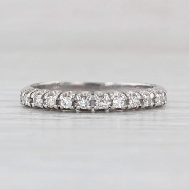 White 0.15ctw Diamond Stackable Ring 18k White Gold Wedding Band Size 7 For Sale - Image 8 of 8